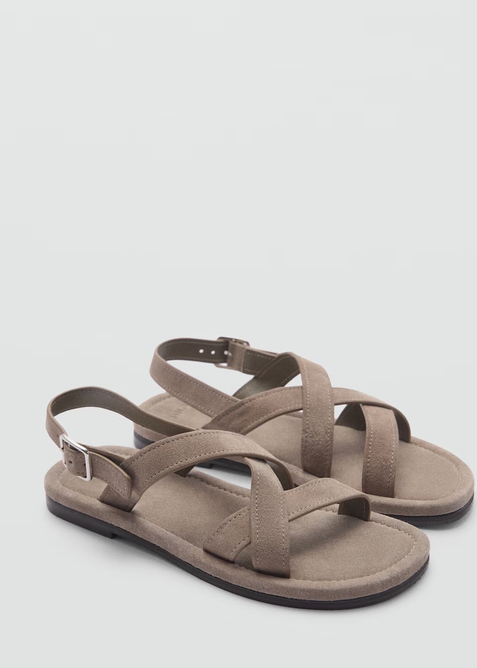 Suede leather sandals with crossed straps