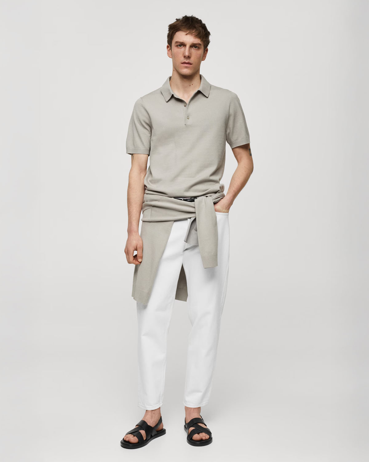 Fine-knit polo shirt